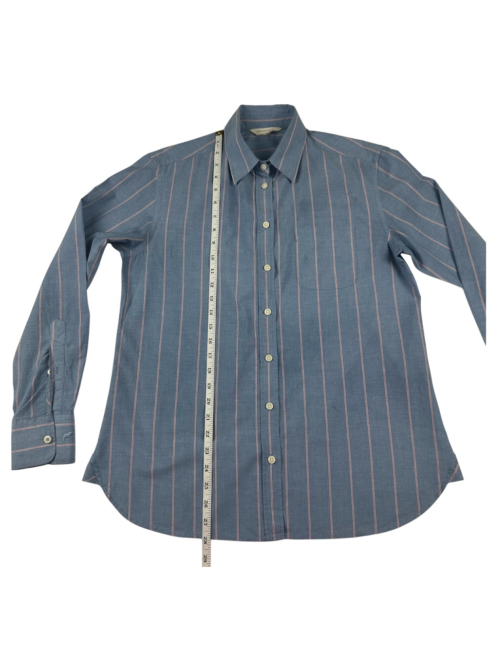Beaufort & Blake Shirt Womens Medium Blue Red Stripe Long Sleeve Button Down - Picture 4 of 8